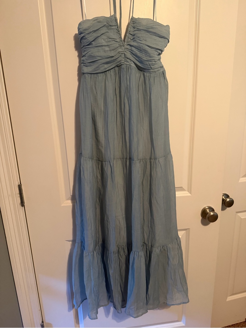 Ice Blue Maxi Halter Dress - Elegant Summer Dress - Picture 4 of 7